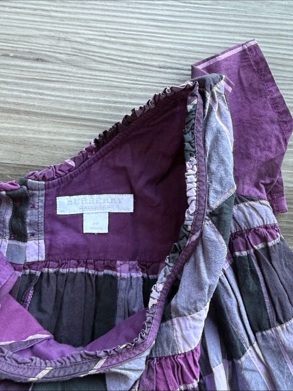 Burberry Purple Plaid Short Sleeve Dress - Picture 3 of 4